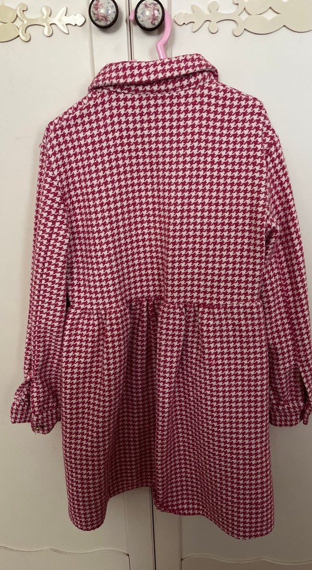 Bordo Düğmeli Uzun Kollu kız çocuk elbise - Görsel 4