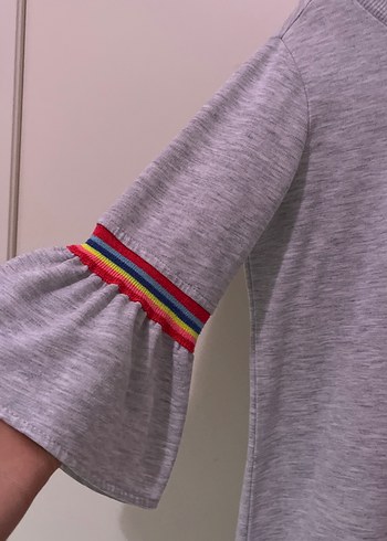 Gri Uzun Kollu Kız Elbisesi - Görsel 2