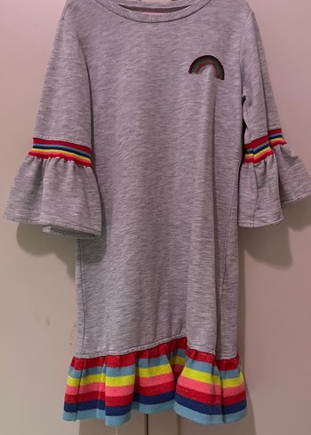 Gri Uzun Kollu Kız Elbisesi - Görsel 4