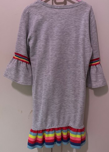 Gri Uzun Kollu Kız Elbisesi - Görsel 5