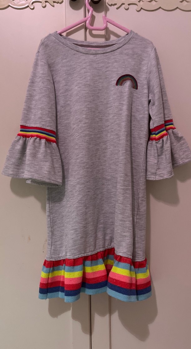 Gri Uzun Kollu Kız Elbisesi - Görsel 4