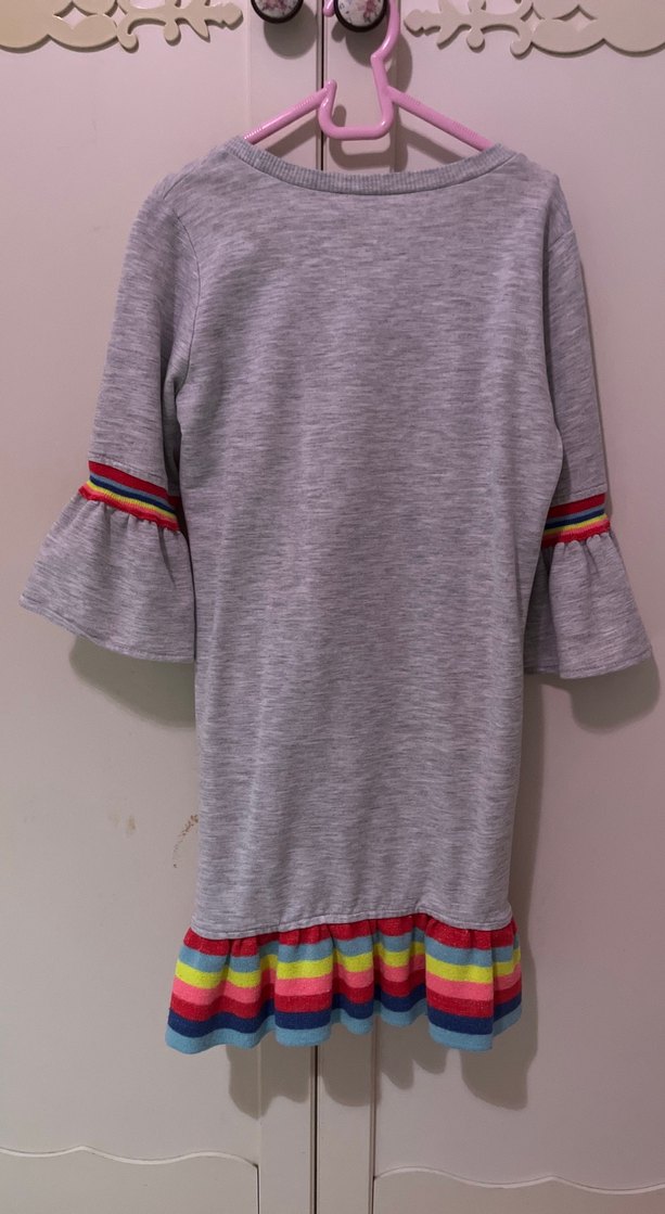 Gri Uzun Kollu Kız Elbisesi - Görsel 5