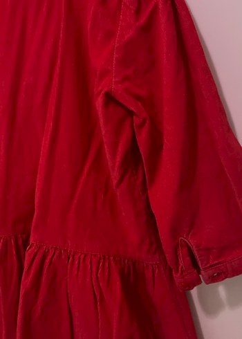 Kız Çocuk Koyu Kırmızı Düğmeli Elbise - Görsel 2