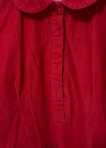 Kız Çocuk Koyu Kırmızı Düğmeli Elbise - Görsel 7