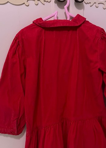 Kız Çocuk Koyu Kırmızı Düğmeli Elbise - Görsel 3