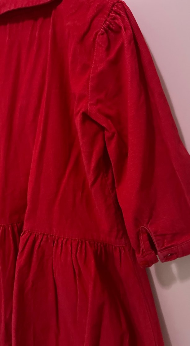 Kız Çocuk Koyu Kırmızı Düğmeli Elbise - Görsel 2