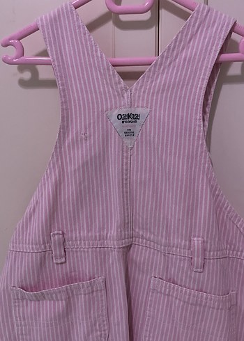 Düğmeli Pembe Kız Çocuk Salopet Elbise - Görsel 5