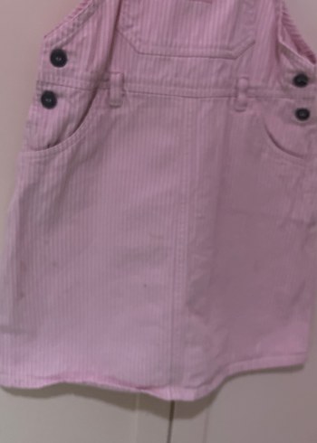 Düğmeli Pembe Kız Çocuk Salopet Elbise - Görsel 3