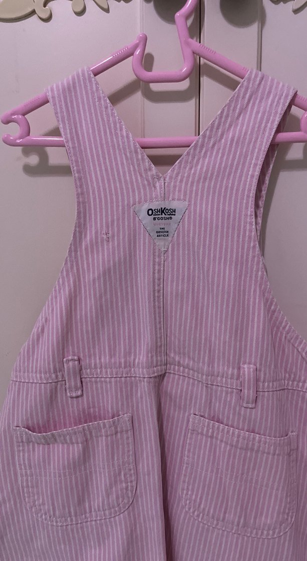 Düğmeli Pembe Kız Çocuk Salopet Elbise - Görsel 5