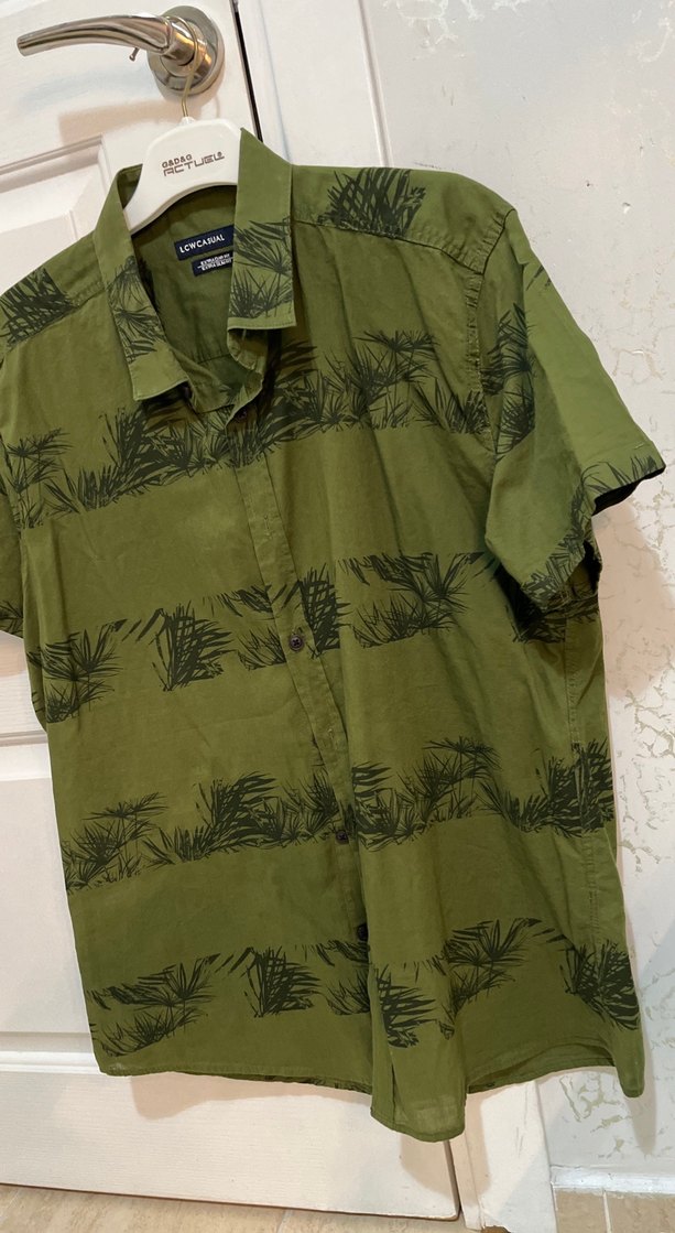 Yeşil Kısa Kollu Erkek Keten Gömlek - Görsel 3