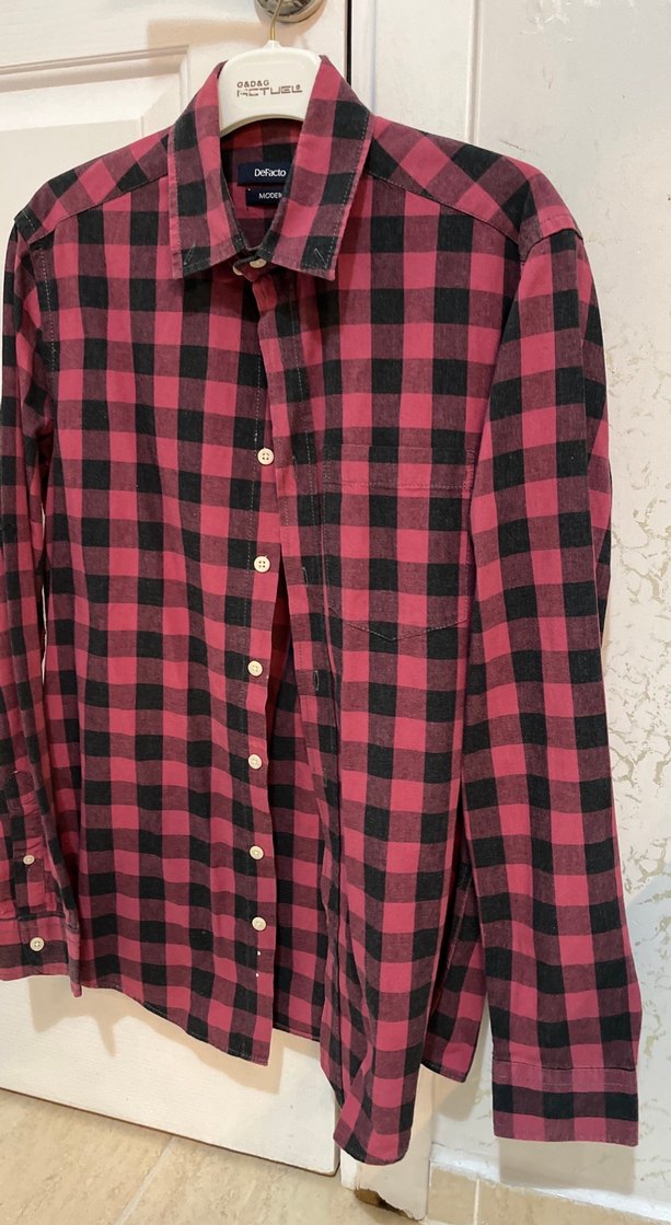 Bordo Kareli Uzun Kollu Erkek Gömlek - Görsel 4