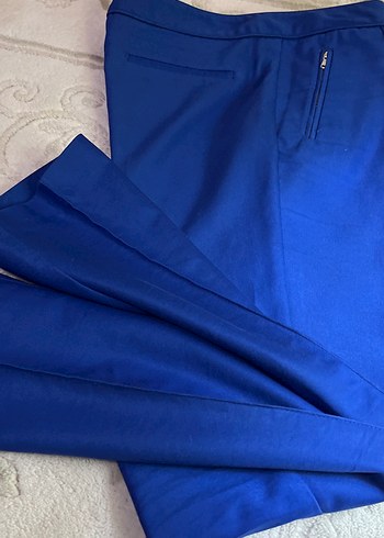 Kadın Mavi Fermuarlı Kumaş Pantolon - Görsel 8