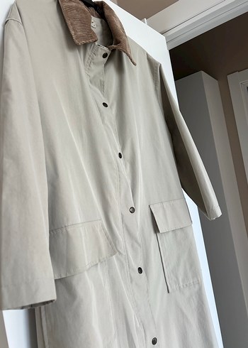 Bej uzun Kollu Midi Trençkot - Görsel 2