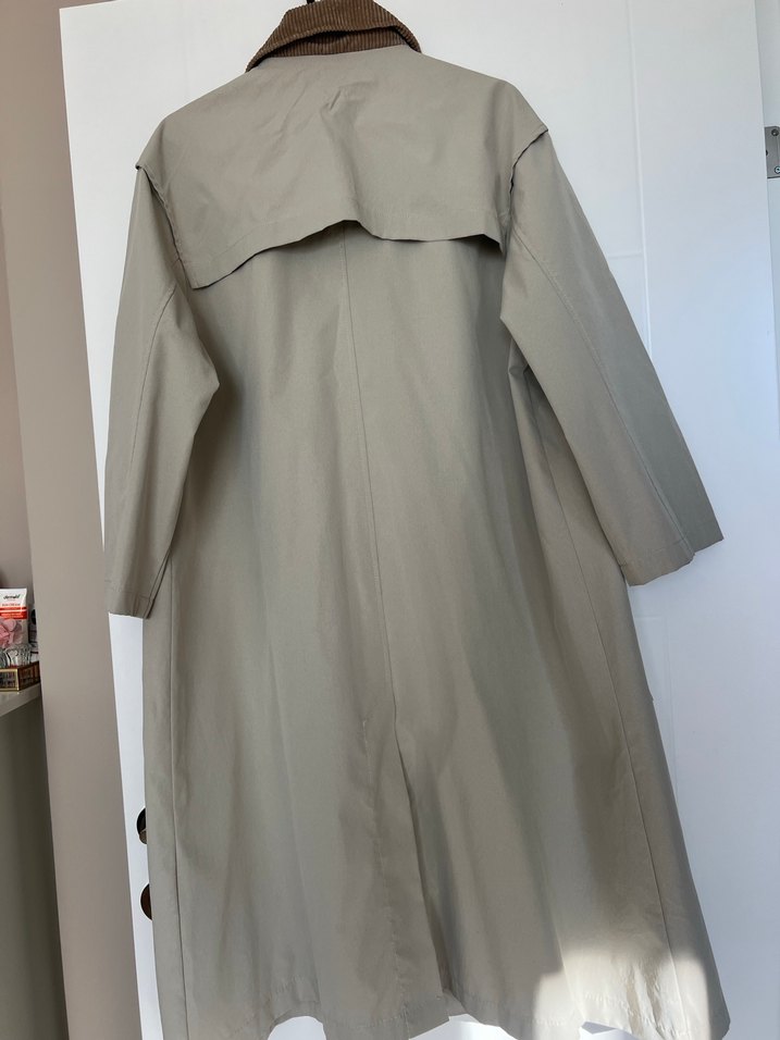 Bej uzun Kollu Midi Trençkot - Görsel 4