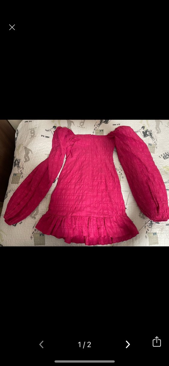 Pembe Keten Fırfırlı Straplez Bluz - Görsel 2