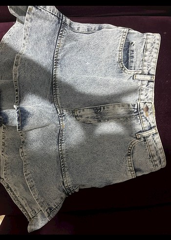 36 Beden mavi Renk Volanlı fırfırlı Gri Mavi Kısa Denim etek