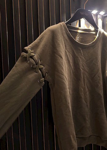 m Beden haki Renk Kol detay haki Kadın Sweatshirt
