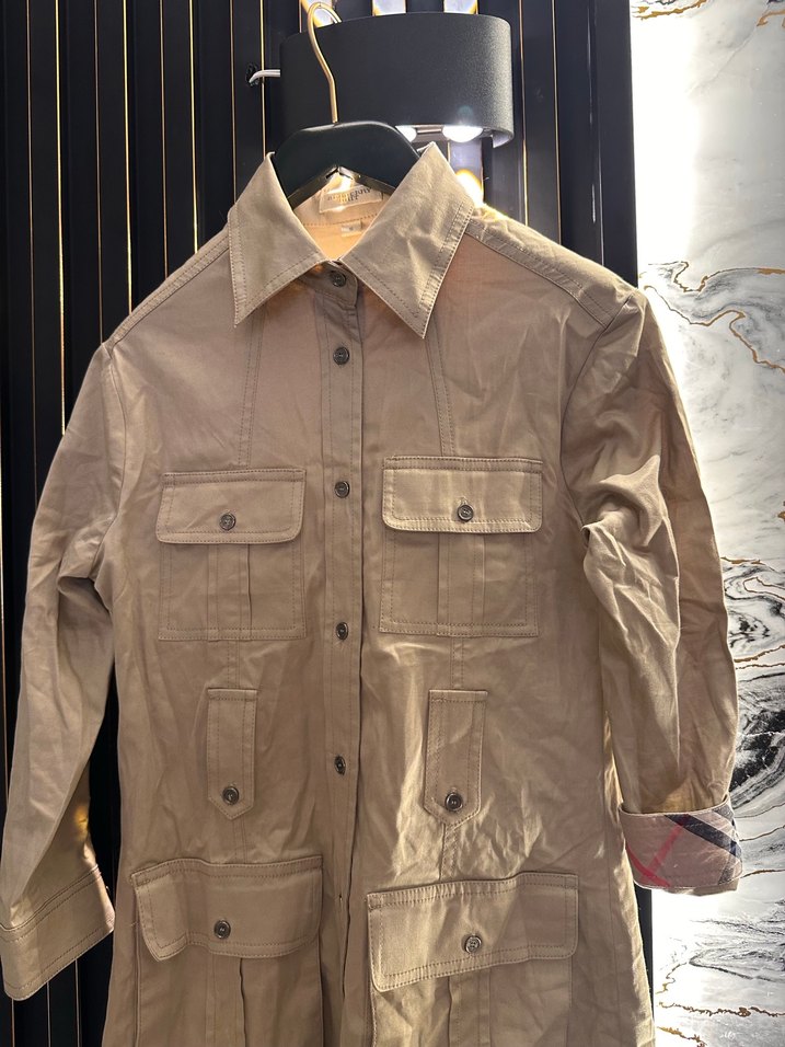 Burberry Bej Uzun Keten elbise Kadın - Görsel 2