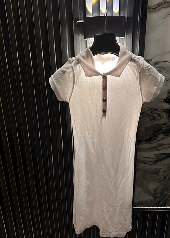 Balmain Düğmeli Beyaz Pamuklu Uzun Elbise - Görsel 5