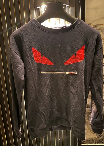 Siyah Fendi Fermuarlı Sweatshirt - Görsel 4