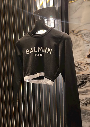 Balmain Paris Kadın Siyah Crop Top - Görsel 2