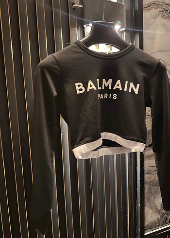 Balmain Paris Kadın Siyah Crop Top - Görsel 3