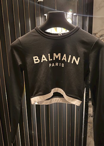 Balmain Paris Kadın Siyah Crop Top - Görsel 4
