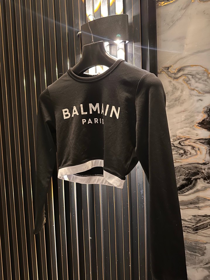 Balmain Paris Kadın Siyah Crop Top - Görsel 2