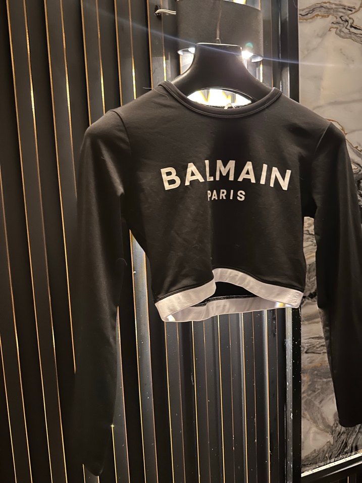Balmain Paris Kadın Siyah Crop Top - Görsel 3