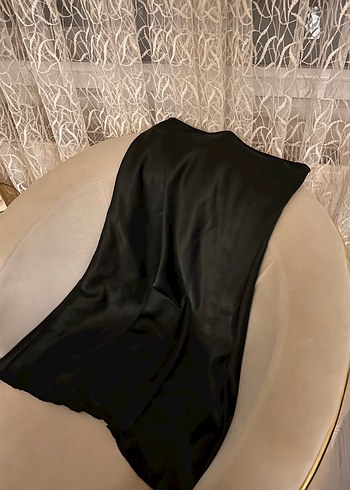 Saten Siyah Uzun Gotik  Etek - Görsel 2