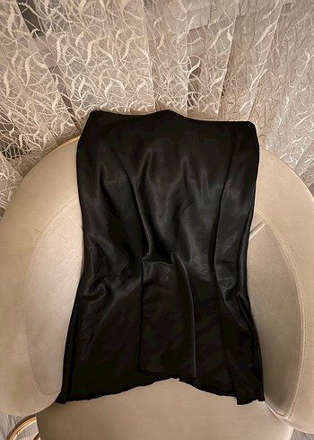 Saten Siyah Uzun Gotik  Etek - Görsel 4