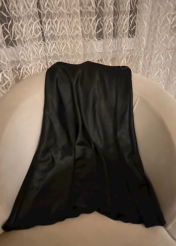 Saten Siyah Uzun Gotik  Etek - Görsel 3