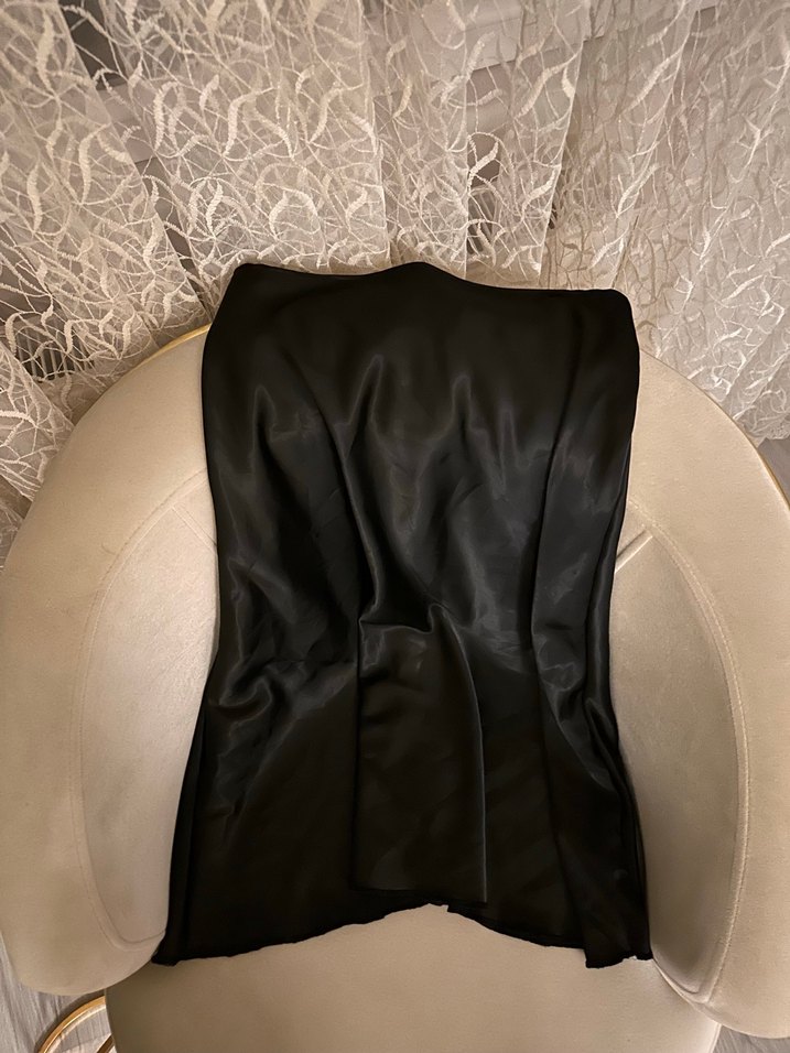 Saten Siyah Uzun Gotik  Etek - Görsel 4