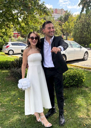 Askılı Midi Beyaz A Kesim Gelinlik - Görsel 2