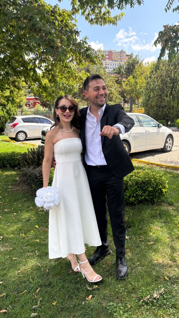 Askılı Midi Beyaz A Kesim Gelinlik - Görsel 2