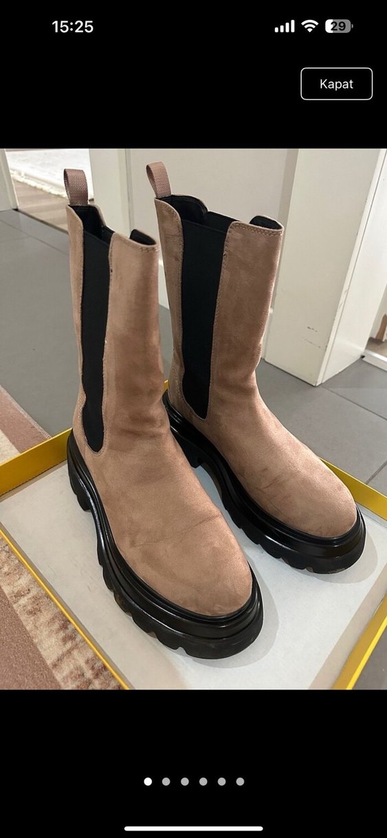 Bej Süet Kadın Platform Topuklu Bot - Görsel 2