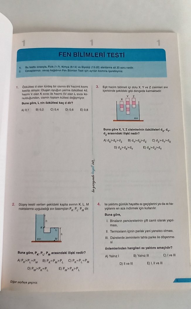 TYT Fen Bilimleri Denemesi (Fizik-Kimya-Biyoloji) - Görsel 2