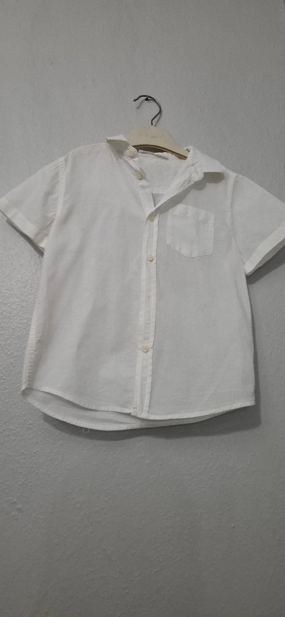 Erkek Çocuk Keten Beyaz Kısa Kollu Gömlek - Görsel 2