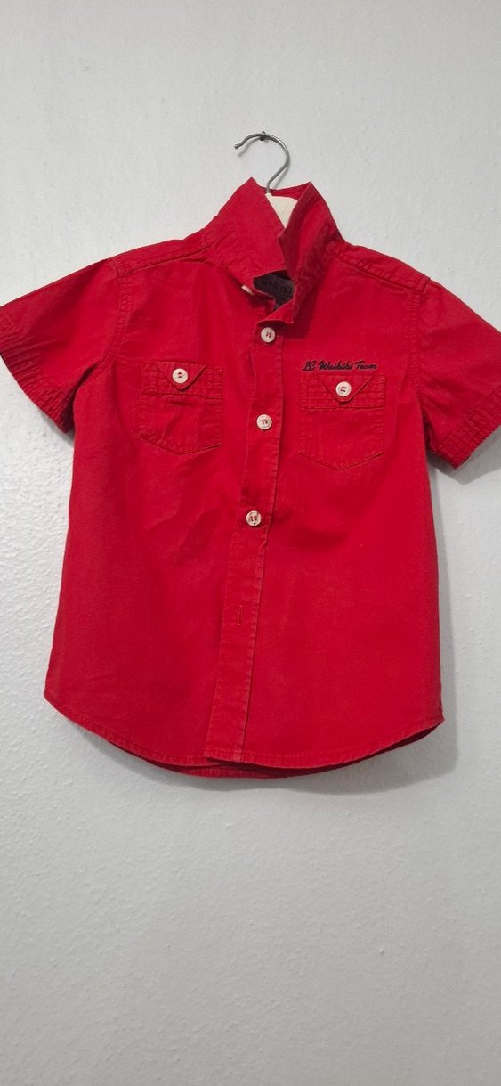 Erkek Çocuk Kısa Kollu Kırmızı Gömlek - Görsel 2