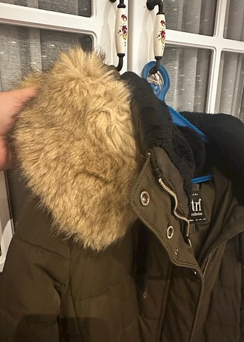 Zara Haki Midi Kadın Kışlık Kürklü kalın mont