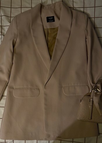 Diğer Bej Kadın Midi Blazer Ceket