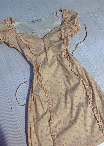 l Beden Bej Vintage Bohem Mini Elbise