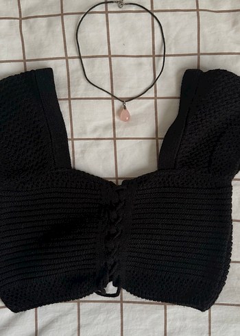 Siyah Kısa Goth Tarzı Kadın Bralet