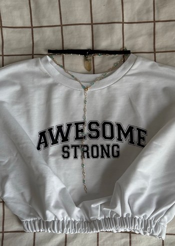 Defacto Beyaz Kısa Kollu Sweatshirt