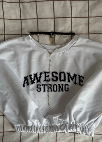 xs Beden Beyaz Kısa Kollu Sweatshirt