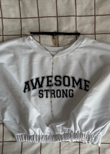 Beyaz Kısa Kollu Sweatshirt