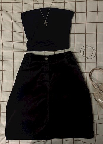 Koyu Kahverengi Goth Midi Mini Etek