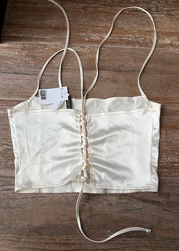 Beyaz Askılı Straplez Crop - Görsel 2