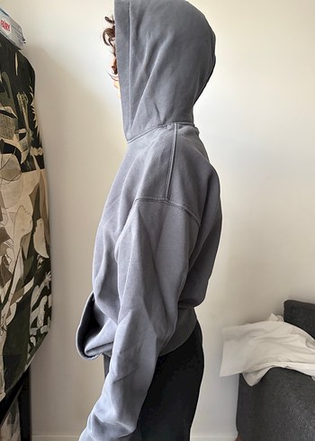 Gri Kapüşonlu Kadın Sweatshirt - Görsel 2