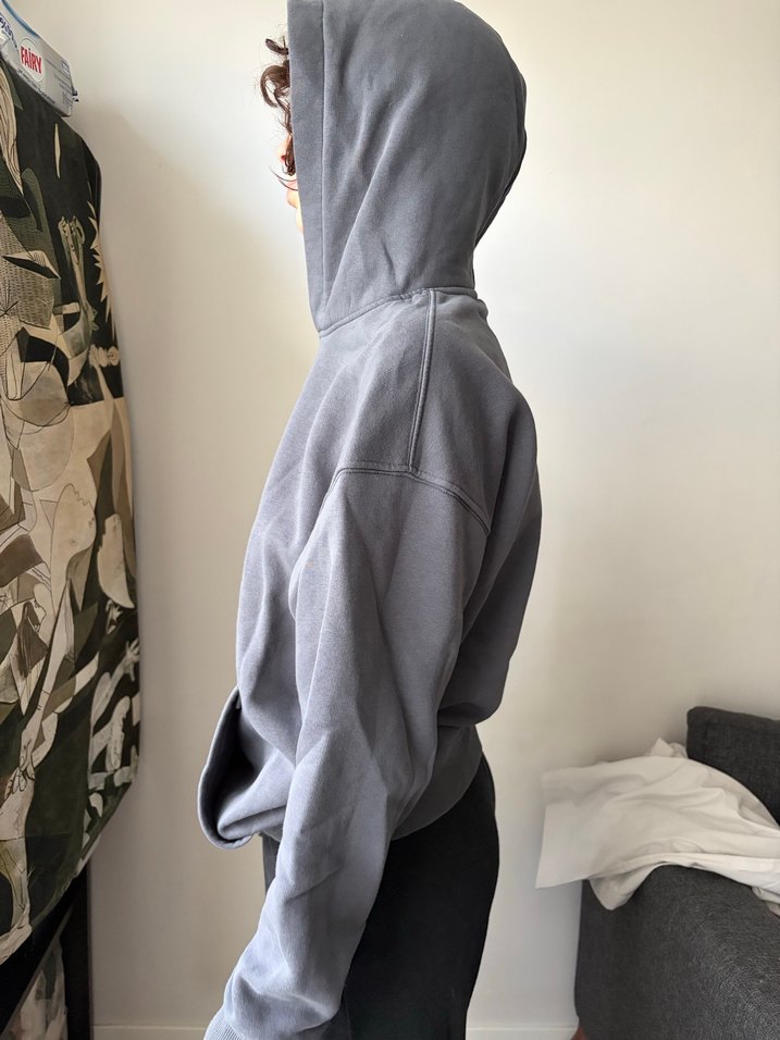 Gri Kapüşonlu Kadın Sweatshirt - Görsel 2